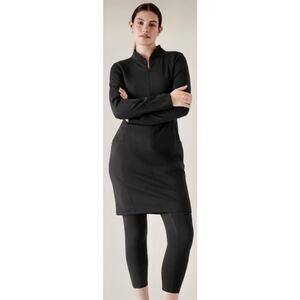 Athleta Spandex Blend Zip Up Front Long Sleeve Delancey Skyline Dress Black XS